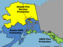 Map of the three Protection Areas of responsibility in Alaska.